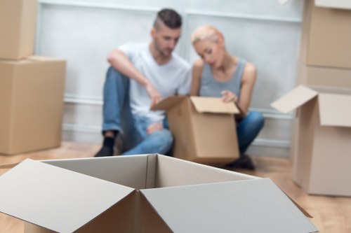 Boxes and household items prepared for a Lisson Grove flat move