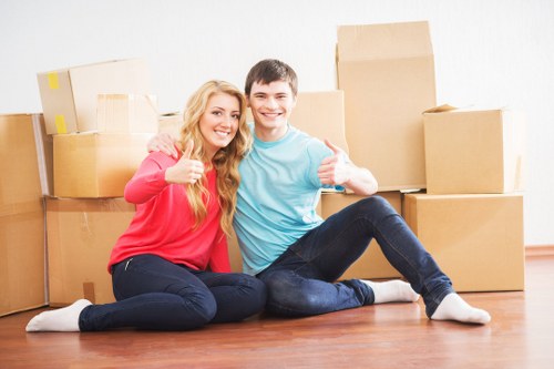 Furniture loading process near apartments in Lisson Grove